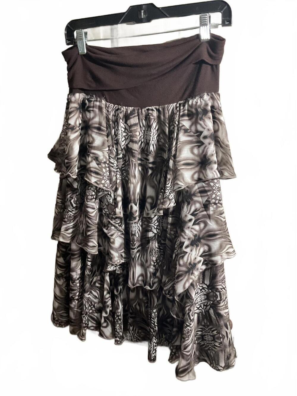 Lapis Brown Multi-Layered Ruffled Skirt Large